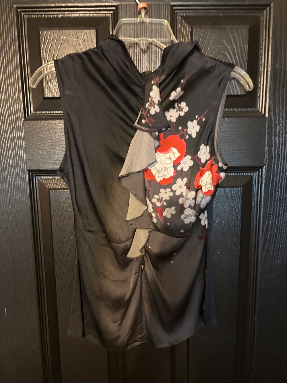 Elie Tahari for Bergdorf Goodman, Navy and Gray Floral-Accent Dress